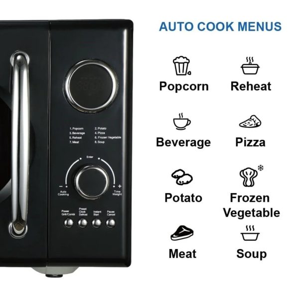 Emerson 0.9 Cu Ft, 800W Retro Black Microwave Oven with Grill, MWRG0901BK - Image 7