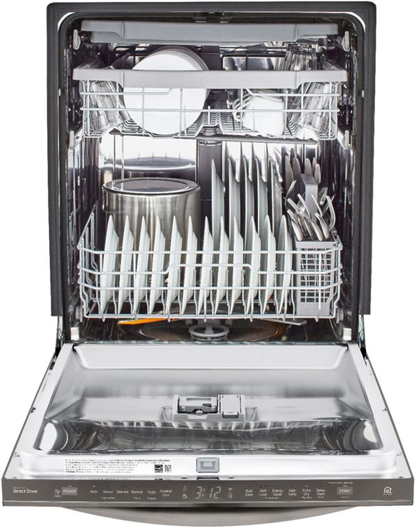 LG - 24" Top-Control Built-In Smart Wifi-Enabled Dishwasher with Stainless Steel Tub, Quadwash, and 3rd Rack - Black stainless steel - Image 5